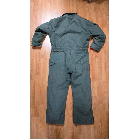 Vintage Zero Zone Insulated Coveralls Green Mens XL Workwear Bibs 90s - Picture 7 of 14